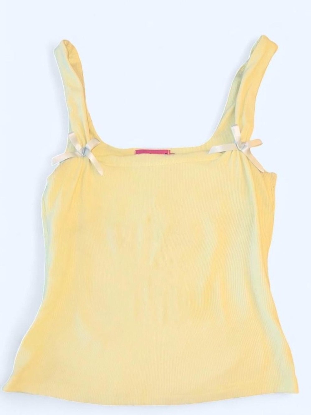 Edikted Light Yellow Ribbed Tank with Bow Straps